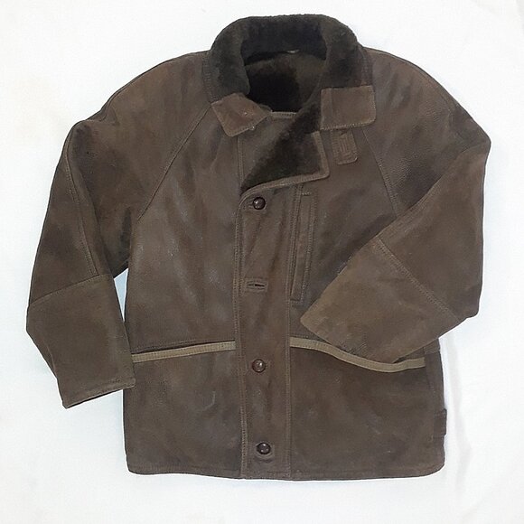 Womens Sz L Chocolate Brn Suede Natural Cocolate Brown Shearling - Picture 1 of 6